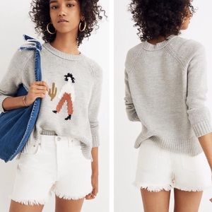 Madewell Gray Graphic Crew Neck Sweater